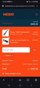 Nebo10 coupon verification screenshot