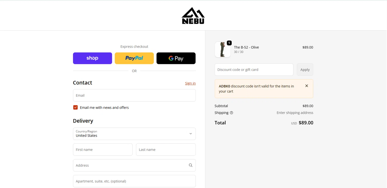 Nebu Summit checkout page showing Nebu Summit promo code box | Screenshot taken by SimplyCodes community member on Dec 29, 2025