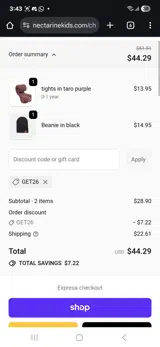 GET26 coupon verification screenshot