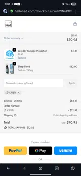 KRISTI coupon verification screenshot
