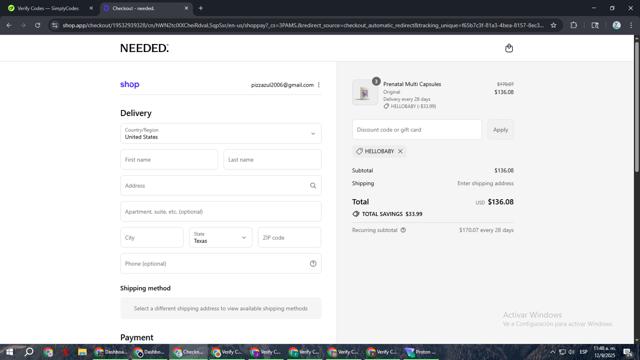 Needed. checkout page showing Needed. promo code box | Screenshot taken by SimplyCodes community member on Sep 12, 2025
