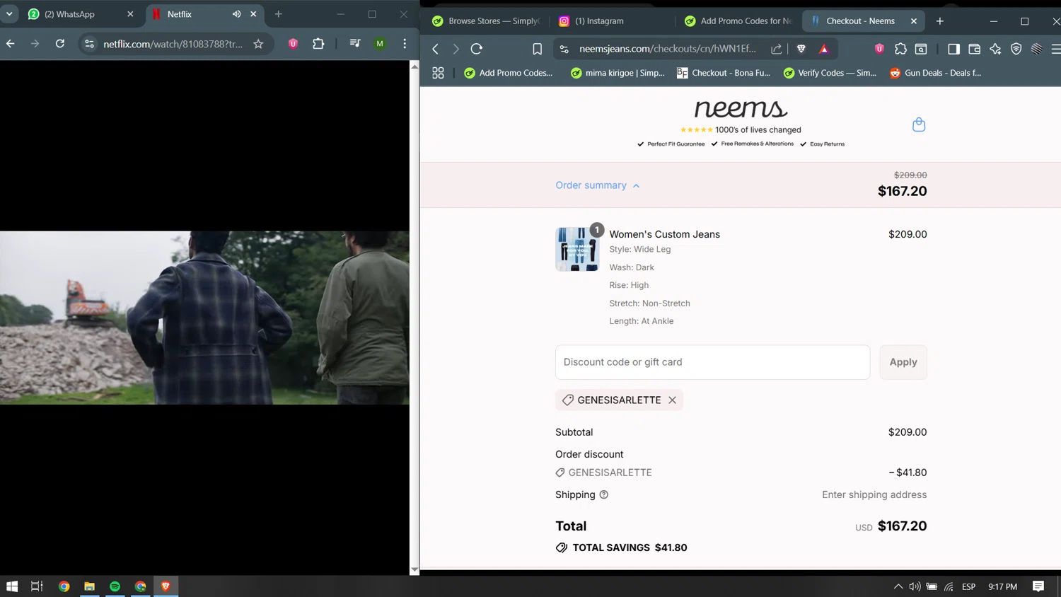 Neems promo code screenshot showing code genesisarlette applied at Neems checkout page. Uploaded by SimplyCodes community member becomeaware on Jul 31, 2025