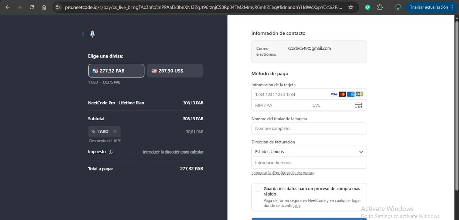 NeetCode checkout page showing NeetCode promo code box | Screenshot taken by SimplyCodes community member on Feb 3, 2026