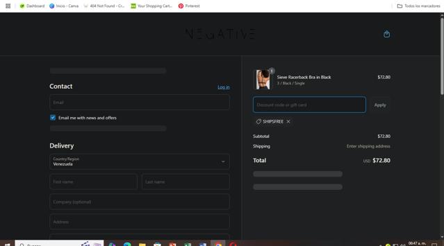 Negative Underwear checkout page showing Negative Underwear promo code box | Screenshot taken by SimplyCodes community member on Mar 19, 2025