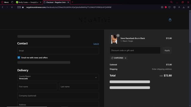 Negative Underwear checkout page showing Negative Underwear promo code box | Screenshot taken by SimplyCodes community member on Jan 2, 2025