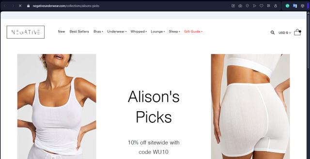 Negative Underwear checkout page showing Negative Underwear promo code box | Screenshot taken by SimplyCodes community member on Nov 30, 2024