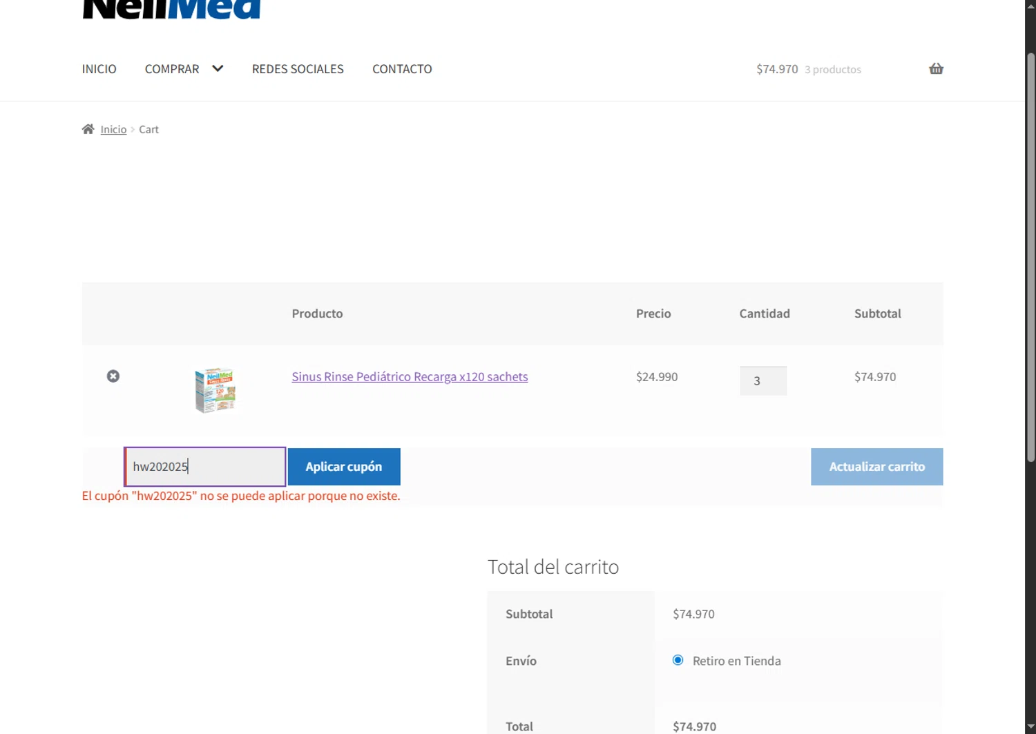 NeilMed promo code screenshot showing code hw202025 applied at NeilMed checkout page. Uploaded by SimplyCodes community member SalePhoenix2220 on Nov 20, 2025