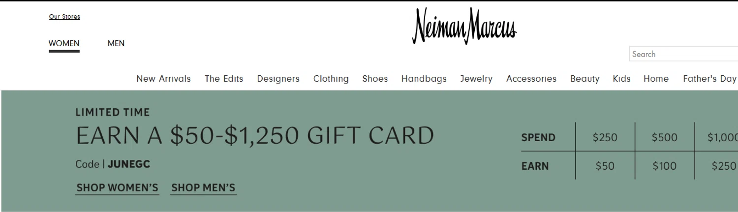 Neiman Marcus promo code screenshot showing code JUNEGC applied at Neiman Marcus checkout page. Uploaded by SimplyCodes community member valeriaantonieta on Jun 3, 2026