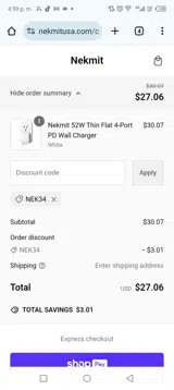 Nek34 coupon verification screenshot
