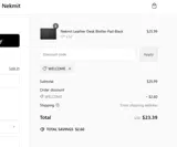 WELCOME coupon verification screenshot
