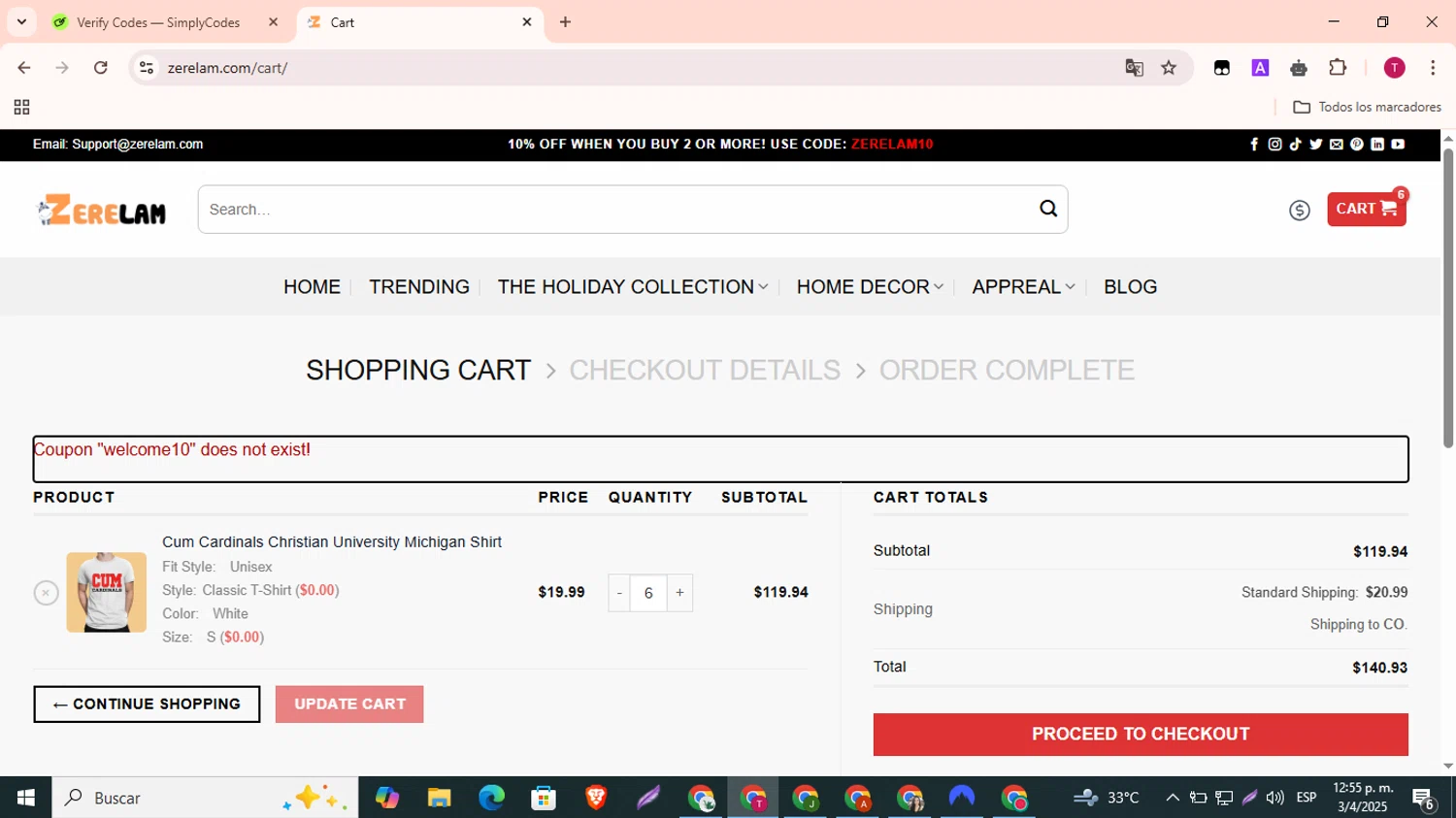 Nekter Juice Bar checkout page showing Nekter Juice Bar coupon code box | Screenshot taken by SimplyCodes community member on Apr 5, 2025