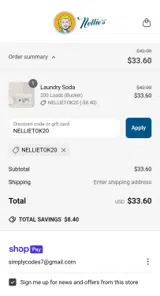 Nellie's coupon verification screenshot
