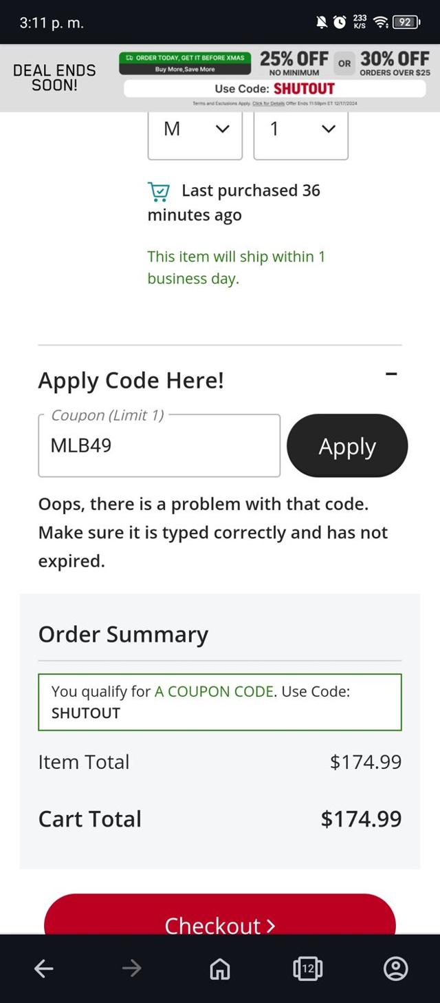 Nemo Equipment checkout page showing Nemo Equipment discount code box | Screenshot taken by SimplyCodes community member on Dec 17, 2024