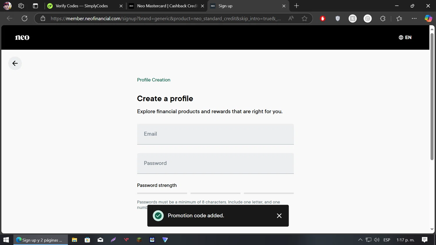 Neo Financial checkout page showing Neo Financial promo code box | Screenshot taken by SimplyCodes community member on Nov 12, 2024