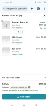 NeoGenesis coupon verification screenshot