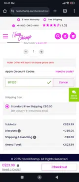 SITE20 coupon verification screenshot