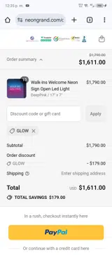 GLOW coupon verification screenshot