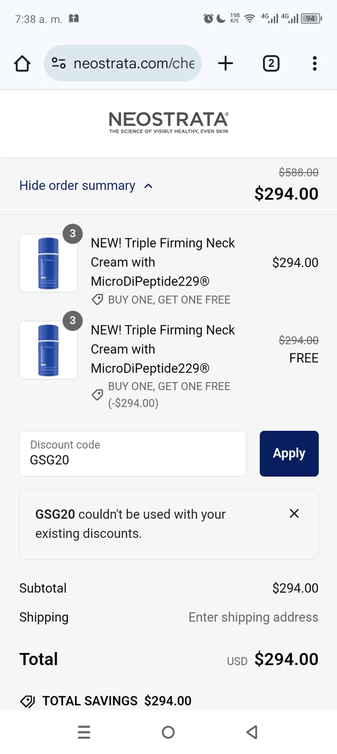 where to use NeoStrata promo code box