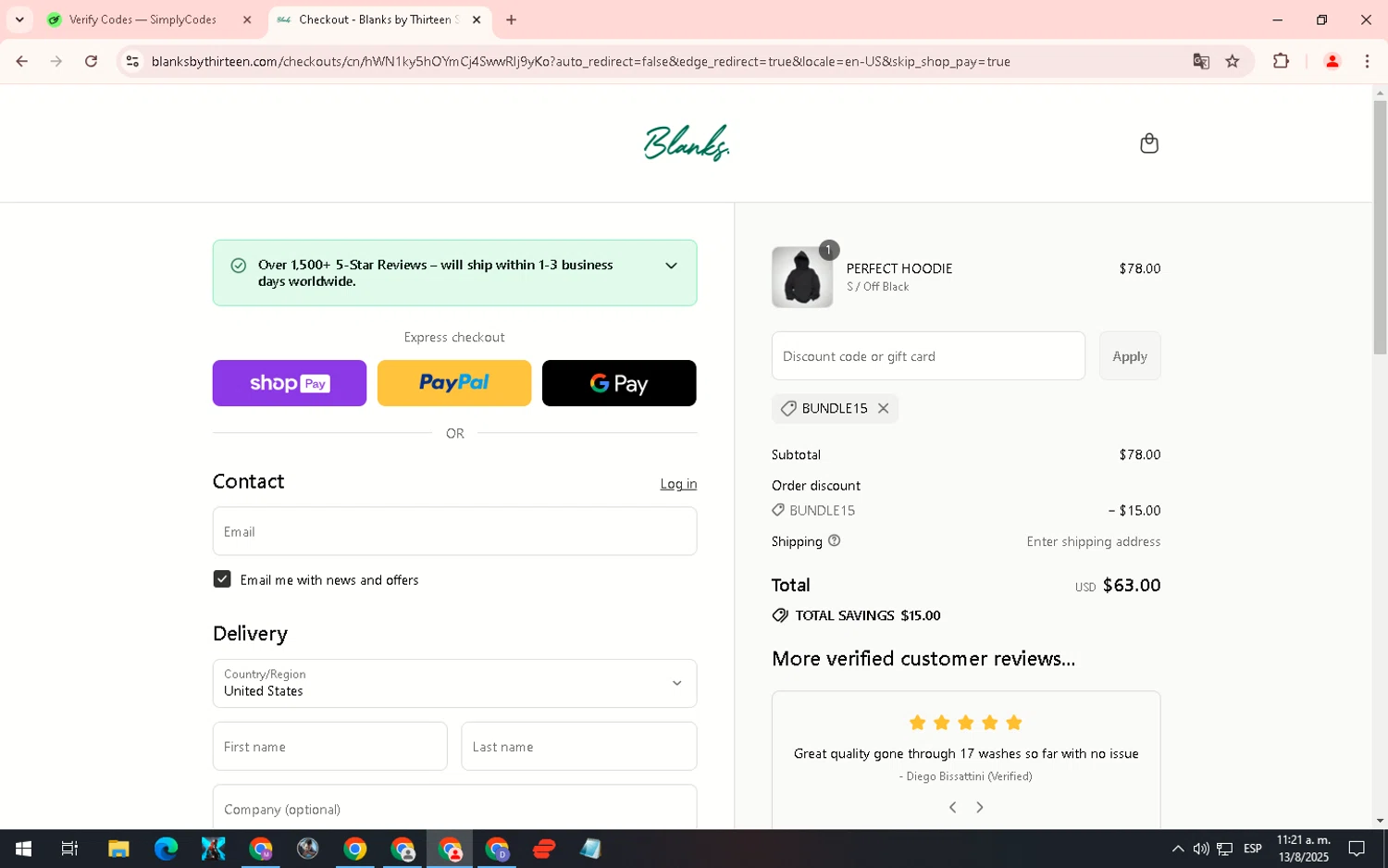 Neptune Gum discount code screenshot showing code LOVE applied at Neptune Gum checkout page. Uploaded by SimplyCodes community member WiseHero7115 on Aug 13, 2025