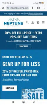 MEMORIAL20 coupon verification screenshot
