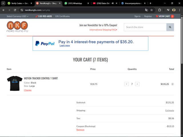 Nerd Kung Fu checkout page showing Nerd Kung Fu promo code box | Screenshot taken by SimplyCodes community member on May 23, 2025