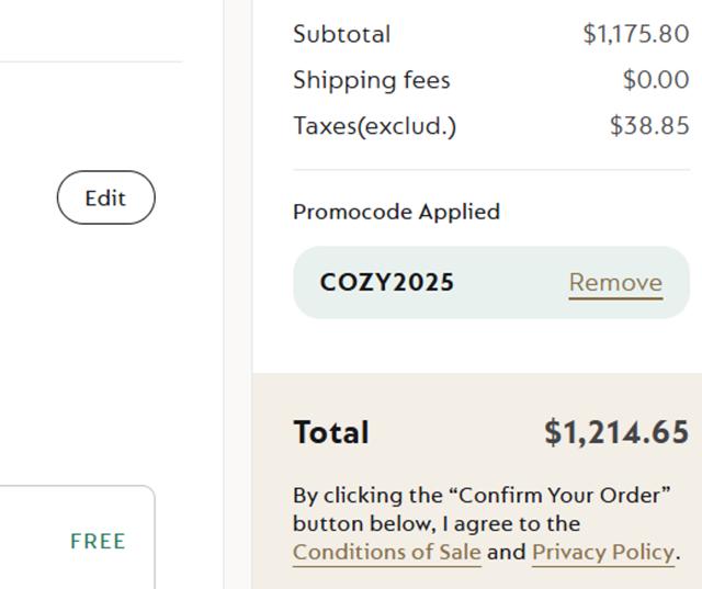Nespresso checkout page showing Nespresso promo code box | Screenshot taken by SimplyCodes community member on Sep 25, 2025