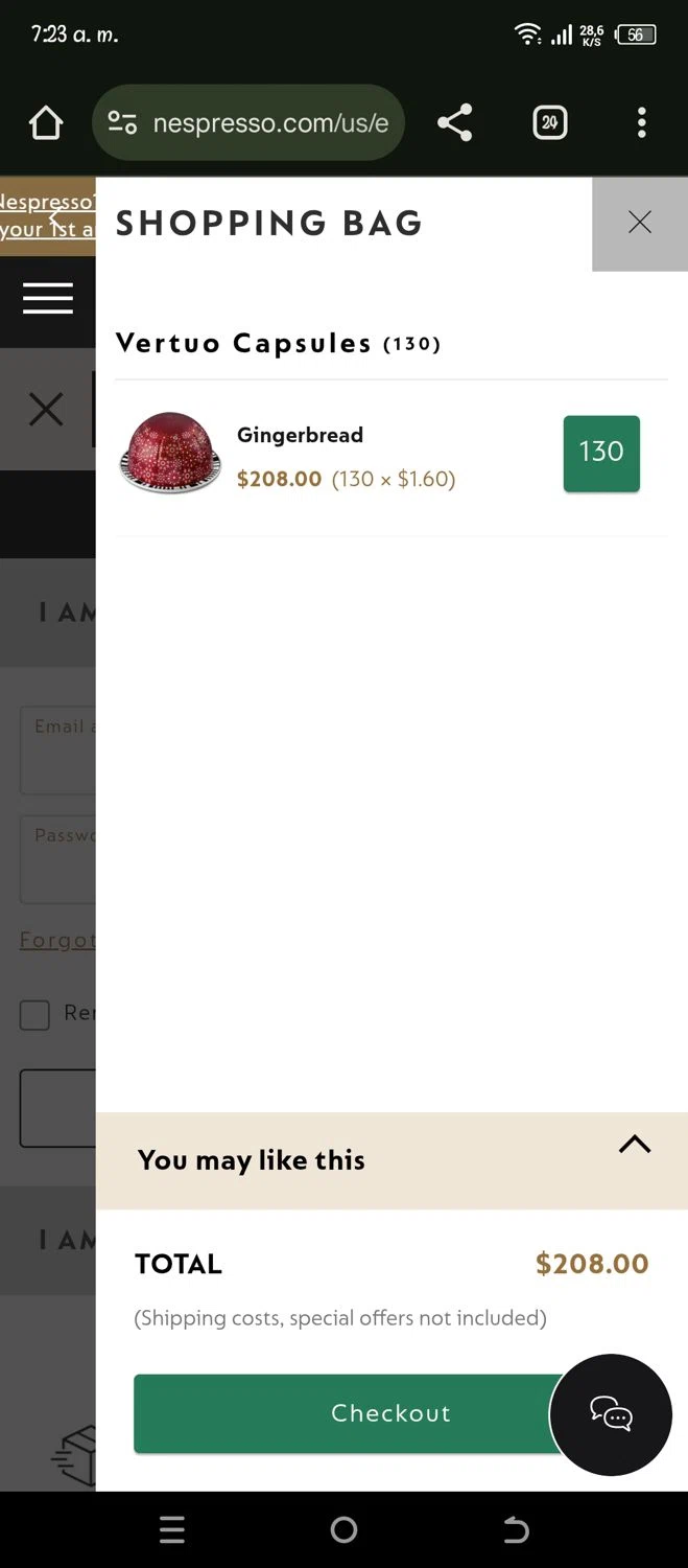 Nespresso promo code screenshot showing code HOST25 applied at Nespresso checkout page. Uploaded by SimplyCodes community member Pipina on Dec 18, 2025