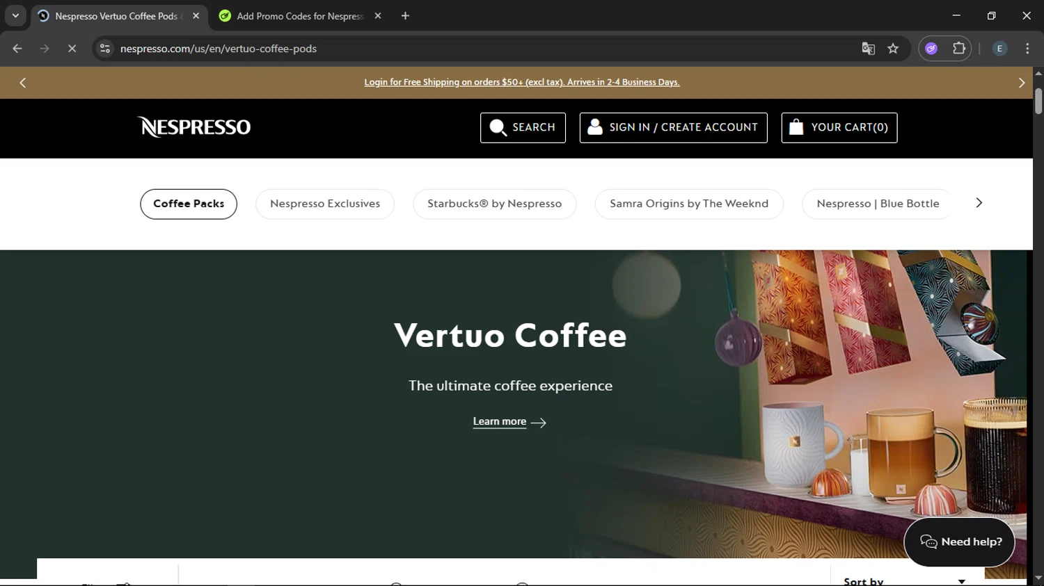 Nespresso promo code screenshot showing code BELL2025 applied at Nespresso checkout page. Uploaded by SimplyCodes community member LegendaryFox9861 on Dec 26, 2025