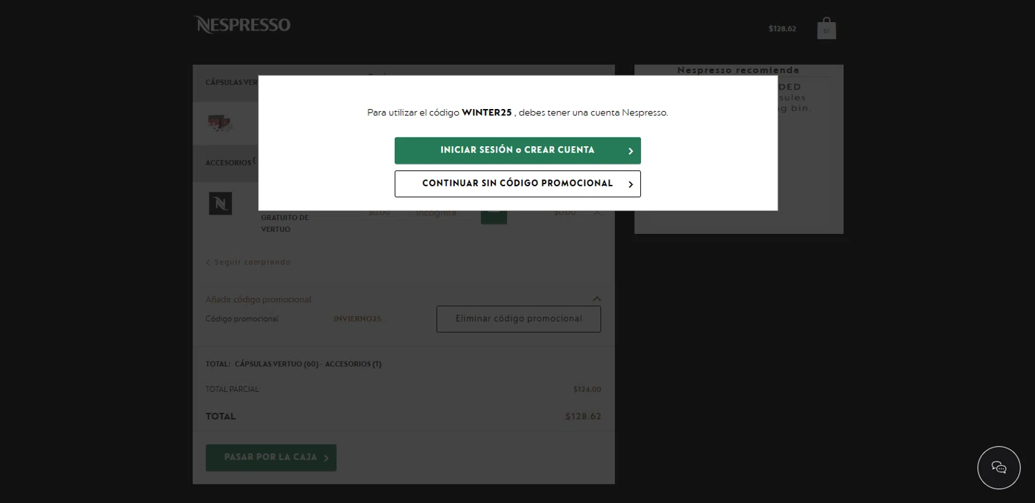 Nespresso checkout page showing Nespresso promo code box | Screenshot taken by SimplyCodes community member on Jan 16, 2026