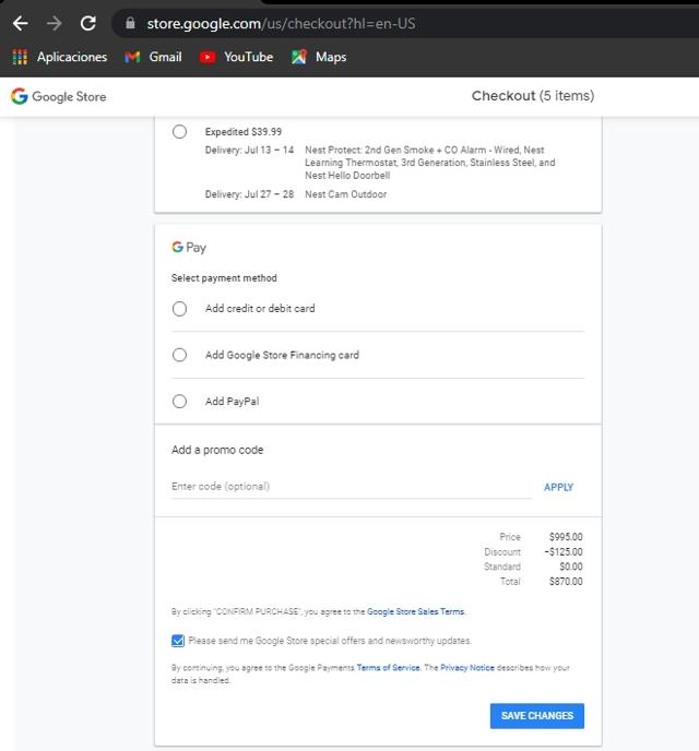 Nest checkout page showing Nest promo code box | Screenshot taken by SimplyCodes community member on Jul 9, 2021