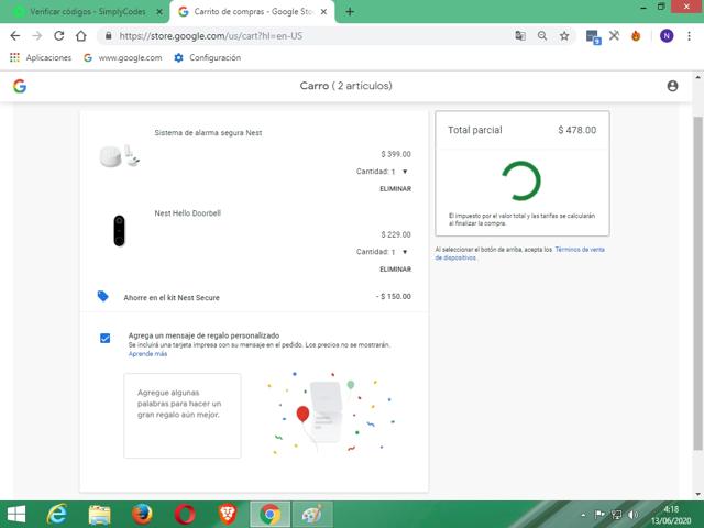 Nest checkout page showing Nest promo code box | Screenshot taken by SimplyCodes community member on May 26, 2020