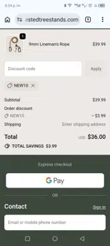 New10 coupon verification screenshot