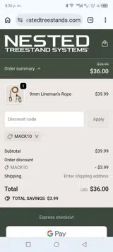 Mack10 coupon verification screenshot