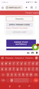 fireworks coupon verification screenshot