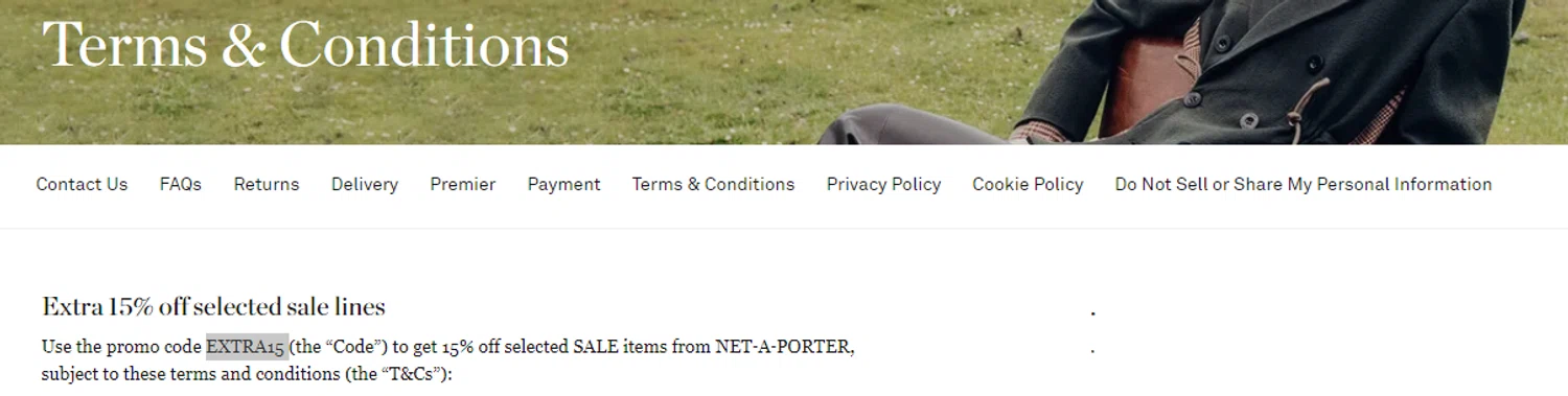 Net-A-Porter promo code screenshot showing code EXTRA15 applied at Net-A-Porter checkout page. Uploaded by SimplyCodes community member RonaldAcunaJr on Jan 31, 2026