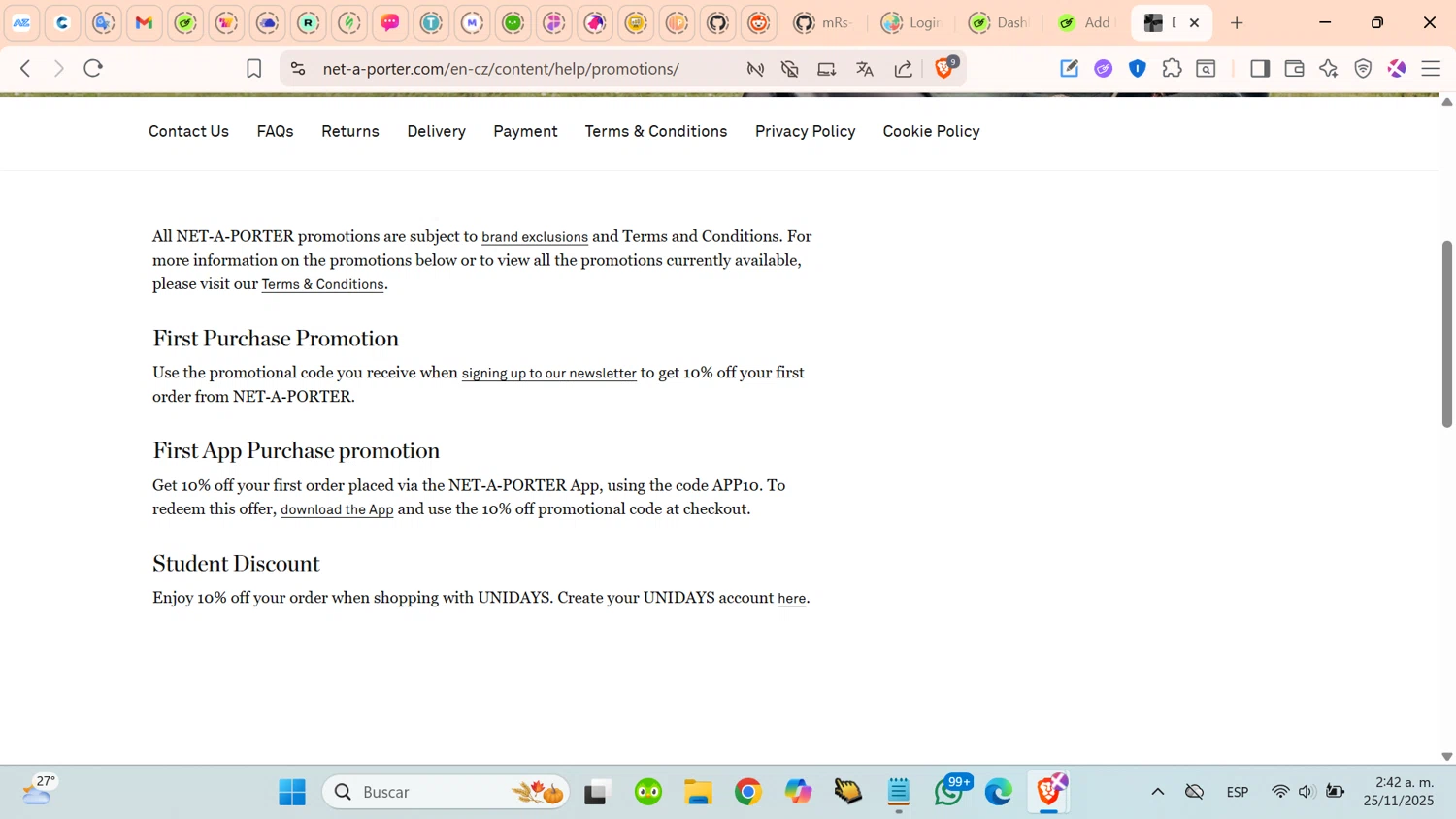 Net-A-Porter promo code screenshot showing code PP10 applied at Net-A-Porter checkout page. Uploaded by SimplyCodes community member cosita on Nov 25, 2025