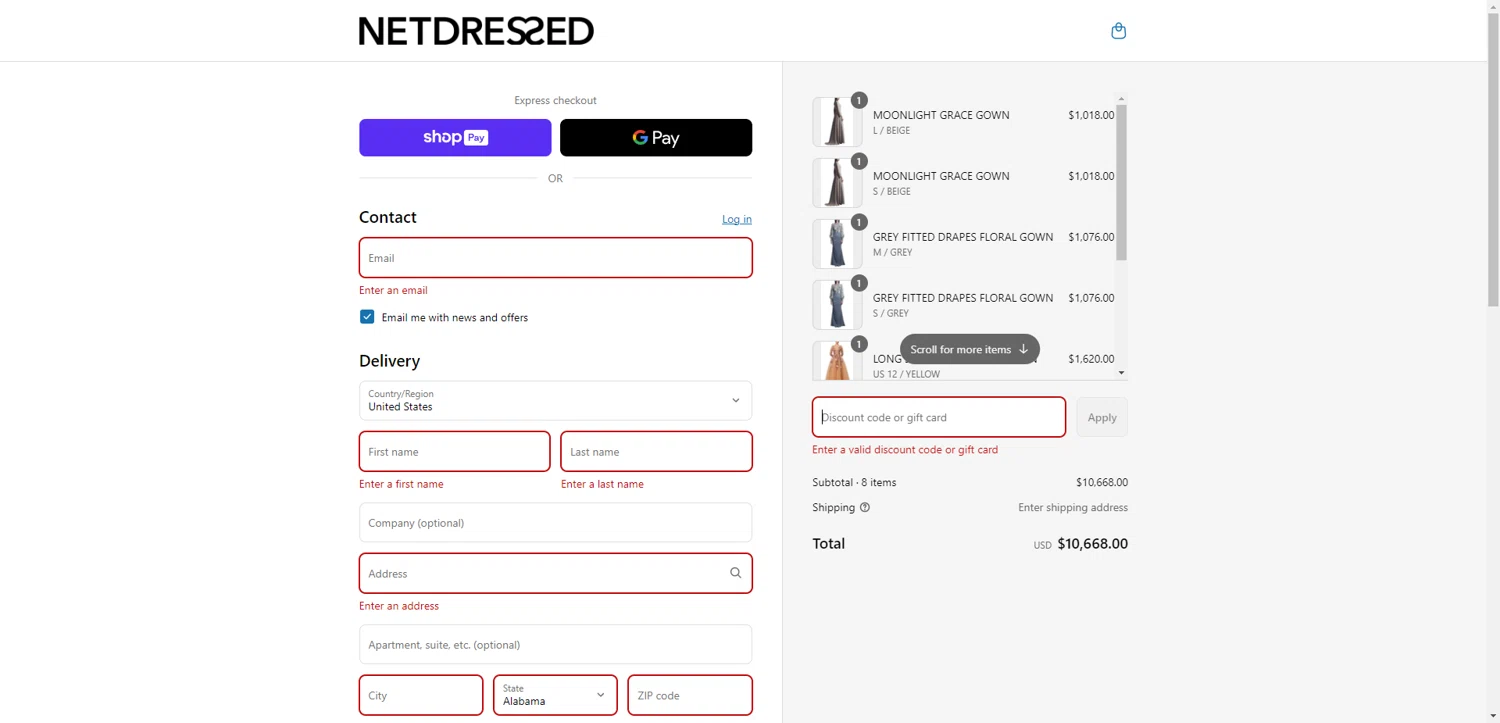 Netdressed discount code screenshot showing code EXTRA10 applied at Netdressed checkout page. Uploaded by SimplyCodes community member CleverHawk1744 on Jul 16, 2025