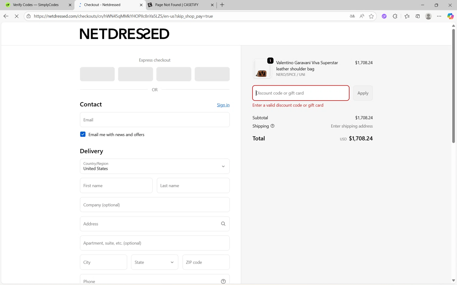 Netdressed discount code screenshot showing code OCTOBER5 applied at Netdressed checkout page. Uploaded by SimplyCodes community member juan1702 on Oct 14, 2025