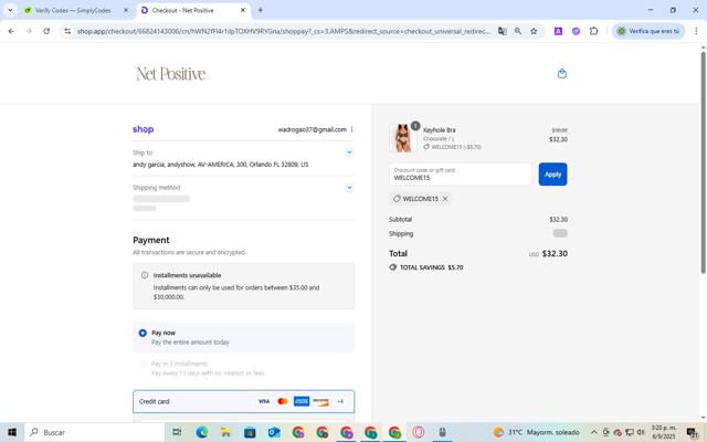 Net Positive checkout page showing Net Positive promo code box | Screenshot taken by SimplyCodes community member on Sep 6, 2025