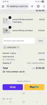_chefleigh coupon verification screenshot