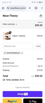 NEUEFRIENDS25 coupon verification screenshot