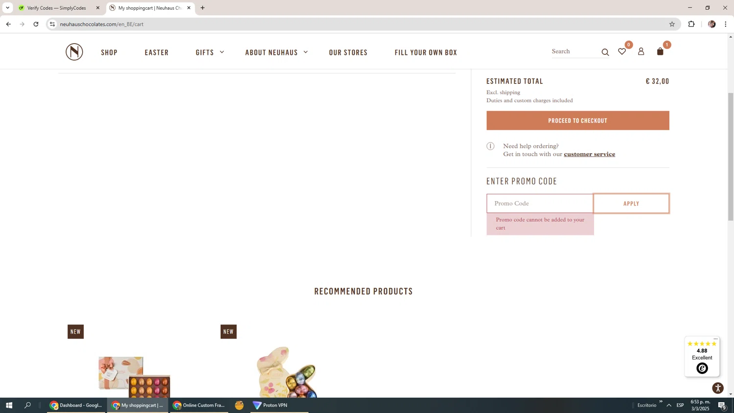 Neuhaus Chocolate promo code screenshot showing code LOVELETTER25 applied at Neuhaus Chocolate checkout page. Uploaded by SimplyCodes community member Levi_Ackerman on Mar 3, 2025