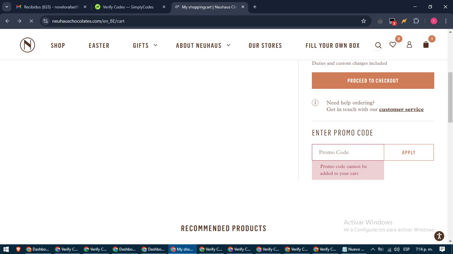 Neuhaus Chocolate promo code screenshot showing code LOVELETTER25 applied at Neuhaus Chocolate checkout page. Uploaded by SimplyCodes community member WisePro3739 on Mar 3, 2025