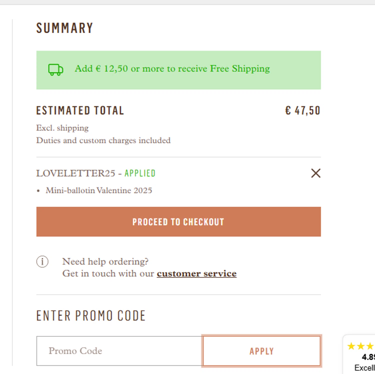 Neuhaus Chocolate checkout page showing Neuhaus Chocolate promo code box | Screenshot taken by SimplyCodes community member on Feb 14, 2025