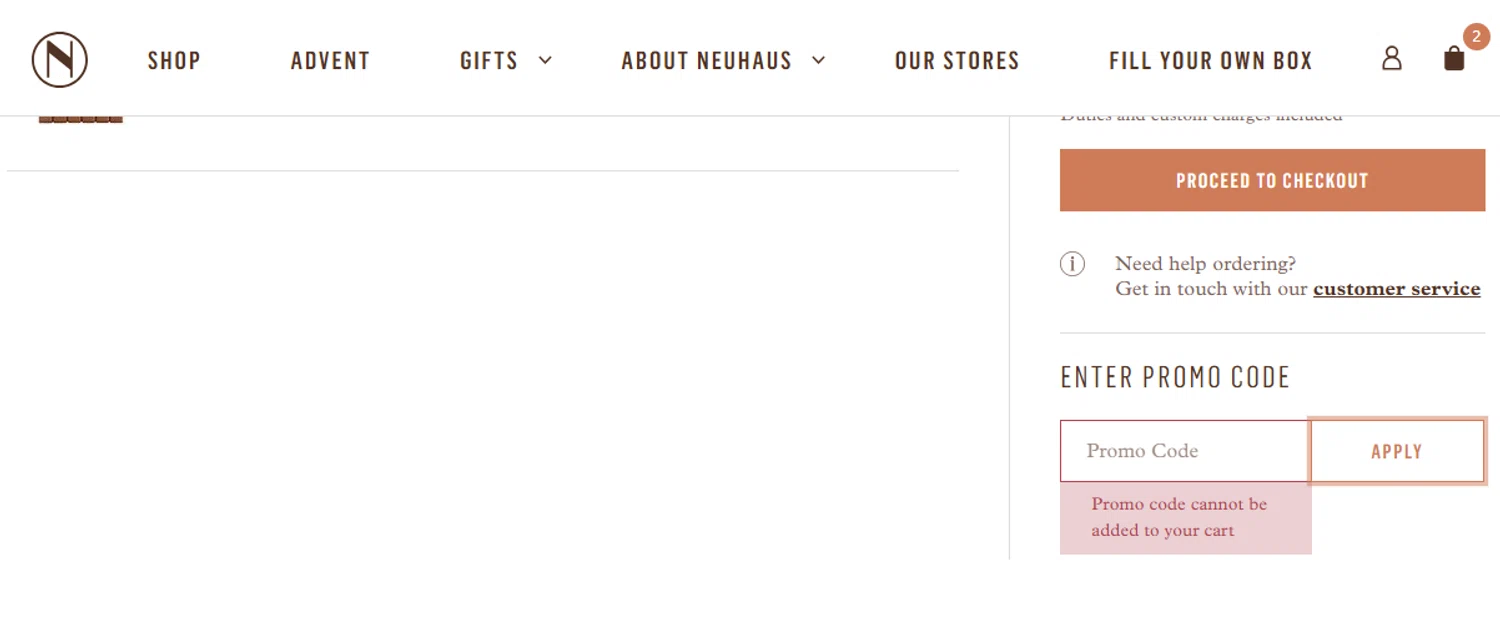 Neuhaus Chocolate promo code screenshot showing code BOURY applied at Neuhaus Chocolate checkout page. Uploaded by SimplyCodes community member leiraM on Oct 3, 2025