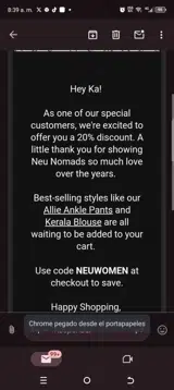 NEUWOMEN coupon verification screenshot