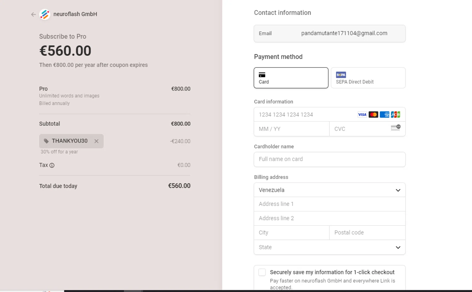 where to use Neuroflash promo code box
