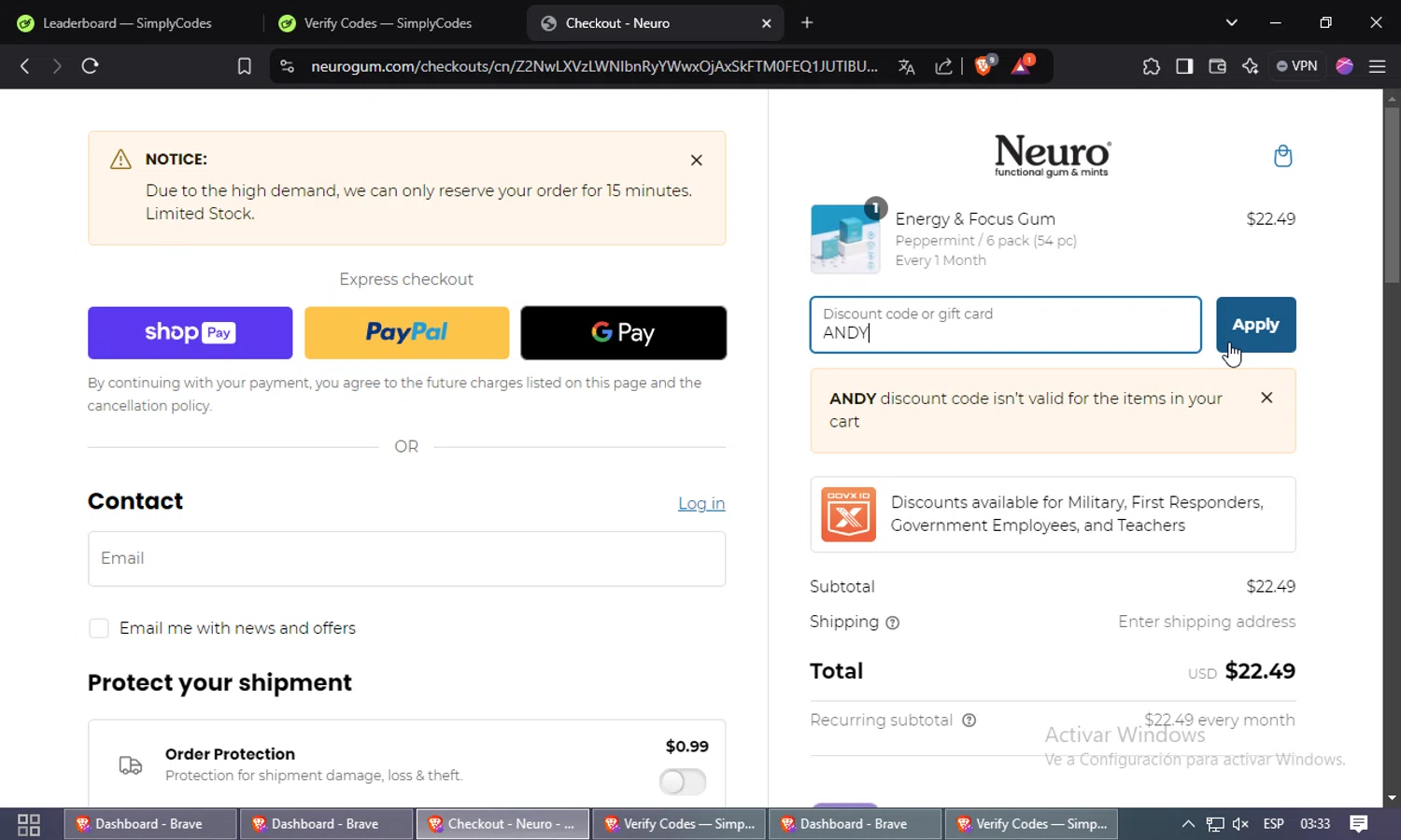 where to use NeuroGum promo code box