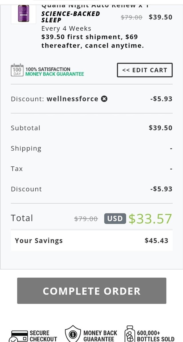 Qualia checkout page showing Qualia promo code box | Screenshot taken by SimplyCodes community member on Apr 20, 2024