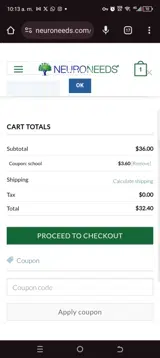 NeuroNeeds coupon verification screenshot